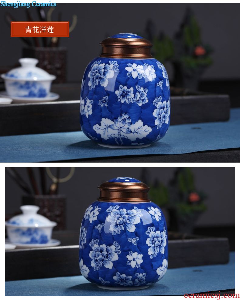 Jingdezhen ceramic tea cake tea gift box packaging household tea pot seal pot storage tank