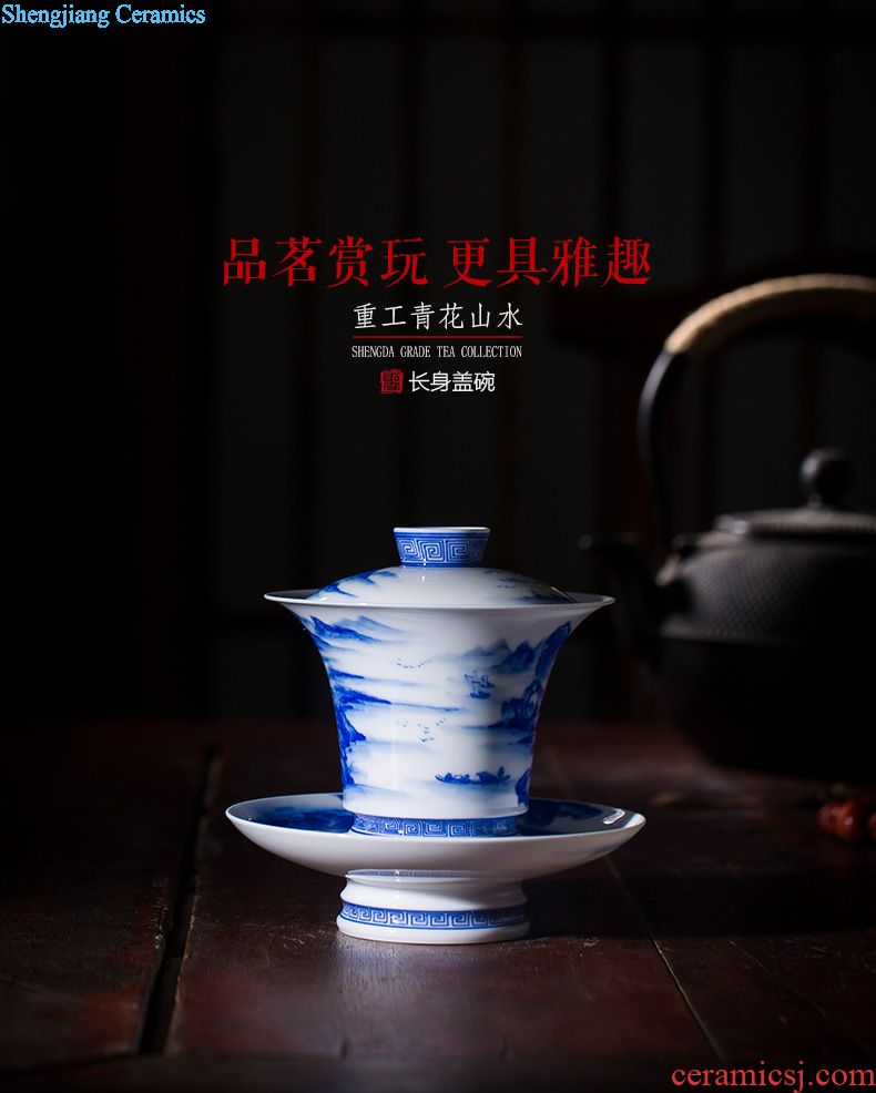 Holy big ceramic kung fu masters cup hand-painted porcelain cups pingsha fall wild goose heart cup all hand of jingdezhen tea service