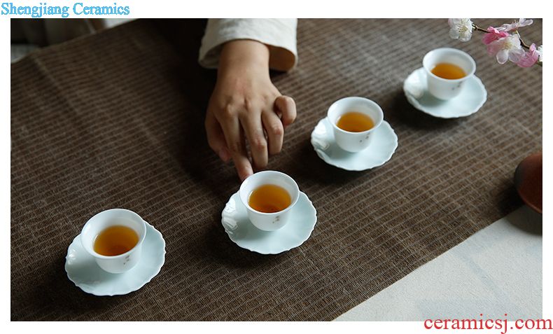Jingdezhen ceramic celadon tea sets tea cups Kung fu tea cup three frequently hall of the second generation green sample tea cup small tea cups