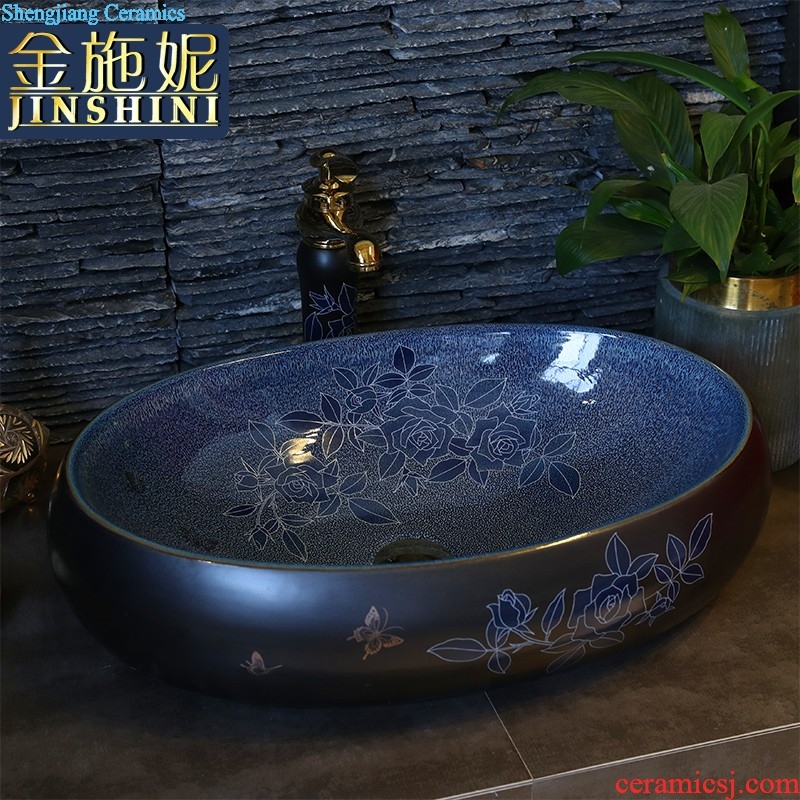 Ceramic art basin on its oval sink European contracted toilet lavatory marble basin