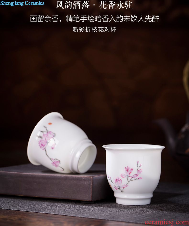 Holy big cup sample tea cup hand-painted ceramic kungfu pastel lad spring square cup all hand of jingdezhen tea service