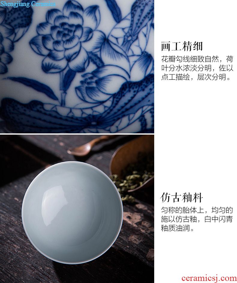 Holy big ceramic kung fu tea master cup hand-painted pastel poetic landscape cylinder cup jingdezhen tea sample tea cup