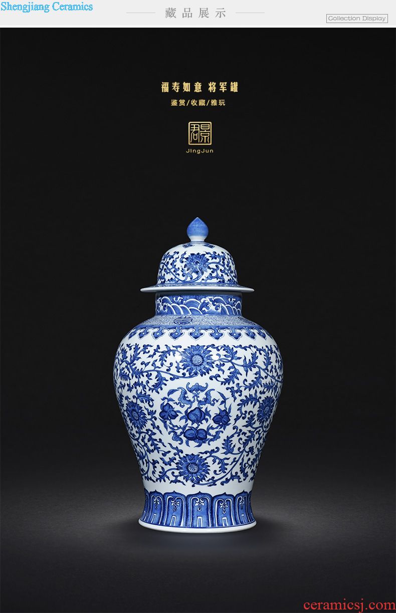 Hand-painted JingJun jingdezhen ceramics crafts are blue and white porcelain vases, flower arrangement sitting room of Chinese style household decorations