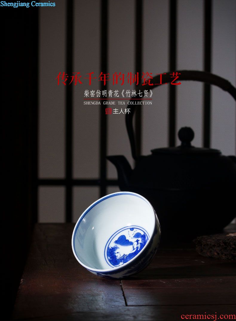 Santa teacups hand-painted wufu ceramics kung fu figure large bowl full manual tiger glass of jingdezhen tea service master