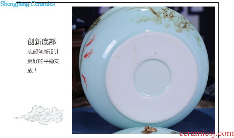 Jingdezhen ceramic hand-painted caddy large puer tea pot box general household handmade quality restoring ancient ways