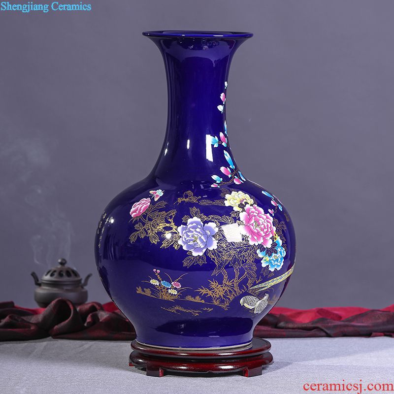 Jingdezhen ceramics flower vase creative flower implement the sitting room of Chinese style household soft adornment furnishing articles northern Europe