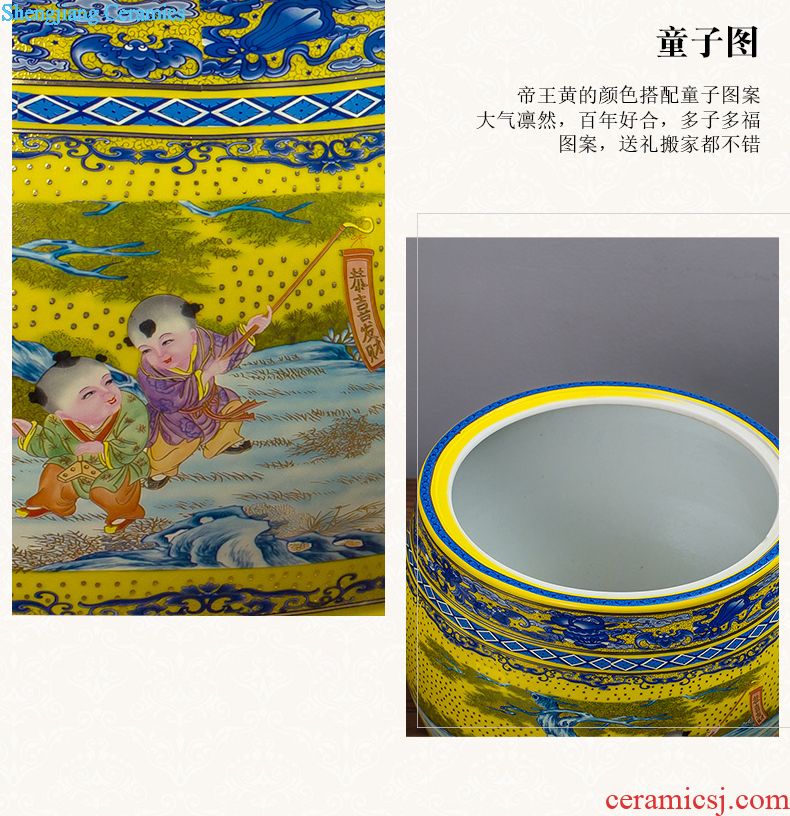 Jingdezhen ceramics with cover barrel ricer box tea oil cylinder jars at the end of the cylinder tank receives 50 kg 100 jins 30 kg