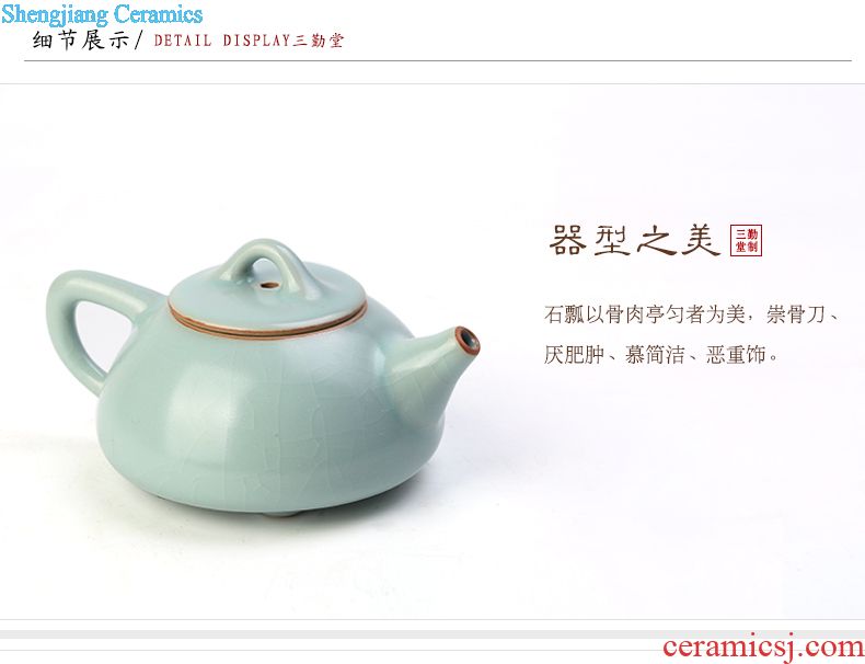 Three frequently hall your kiln kung fu tea set piece of jingdezhen ceramic teapot tea ceremony of a complete set of sample tea cup TZS173