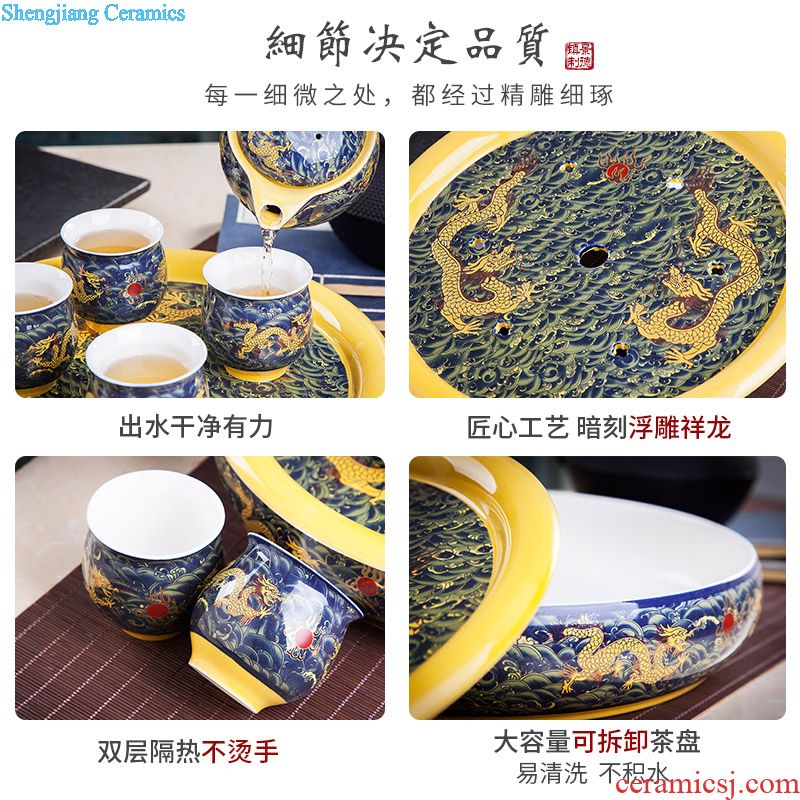 Jingdezhen ceramic kung fu tea set home tea tea teapot teacup tea tray with the whole office
