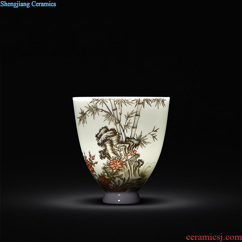 Hand-painted JingJun jingdezhen ceramics powder enamel pattern dragon all hand sample tea cup blue 1 single cup host