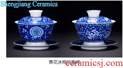 Clearance rule only three tureen tea cup gold base of pottery and porcelain enamel colors branch medallion jingdezhen painting of flowers and kung fu tea set