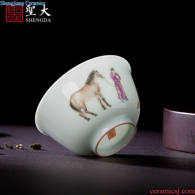 Holy big ceramic sample tea cup free hand-painted porcelain figure master weng travel cup one cup of jingdezhen kung fu tea set