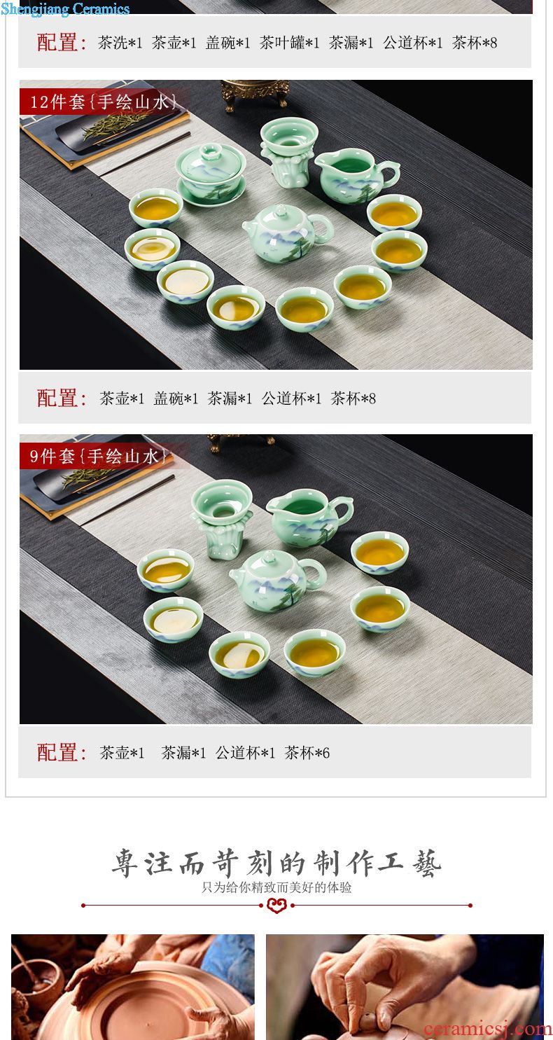 Jingdezhen ceramic wine wine suit household of Chinese style points of archaize court high hip flask liquor cup set