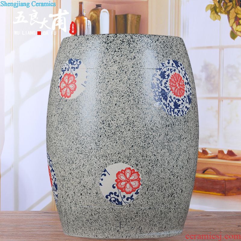 Jingdezhen ceramic barrel ricer box m altar seal pot 50 kg moisture insect-resistant flour cylinder tank 25 l storage tank