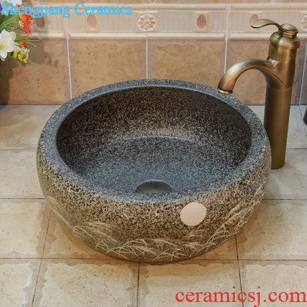 JingYuXuan jingdezhen ceramic art basin stage basin sinks the sink basin small oval chrysanthemum