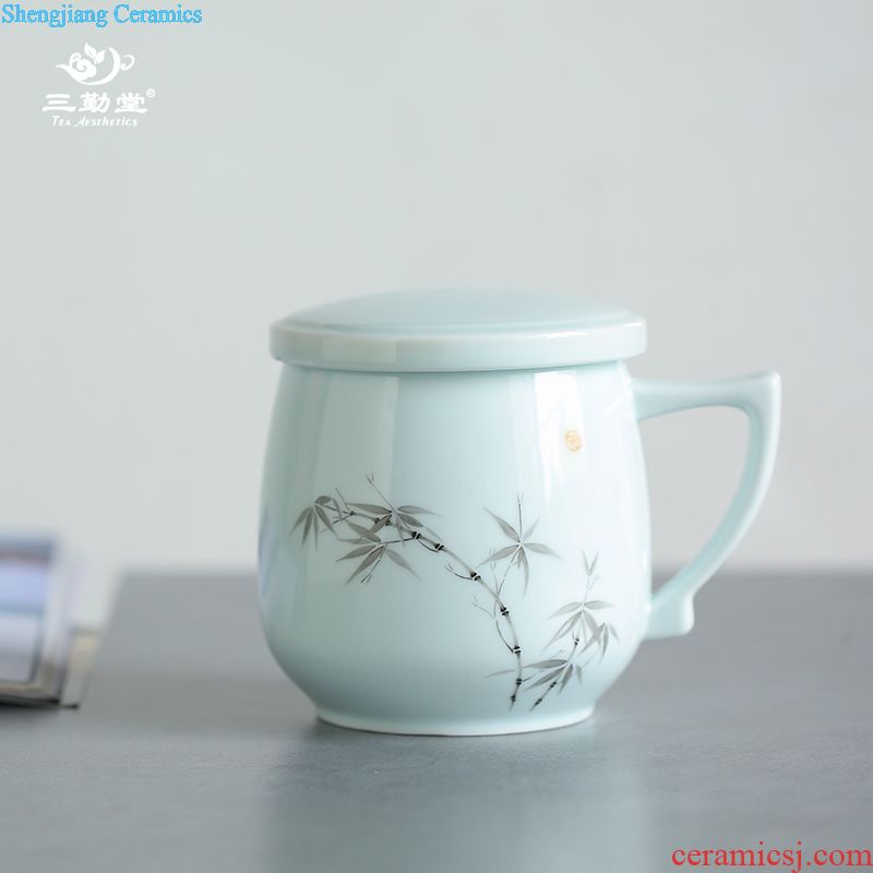 Three frequently don white porcelain little teapot Ceramic filter single pot of flower pot mini home office of jingdezhen tea service