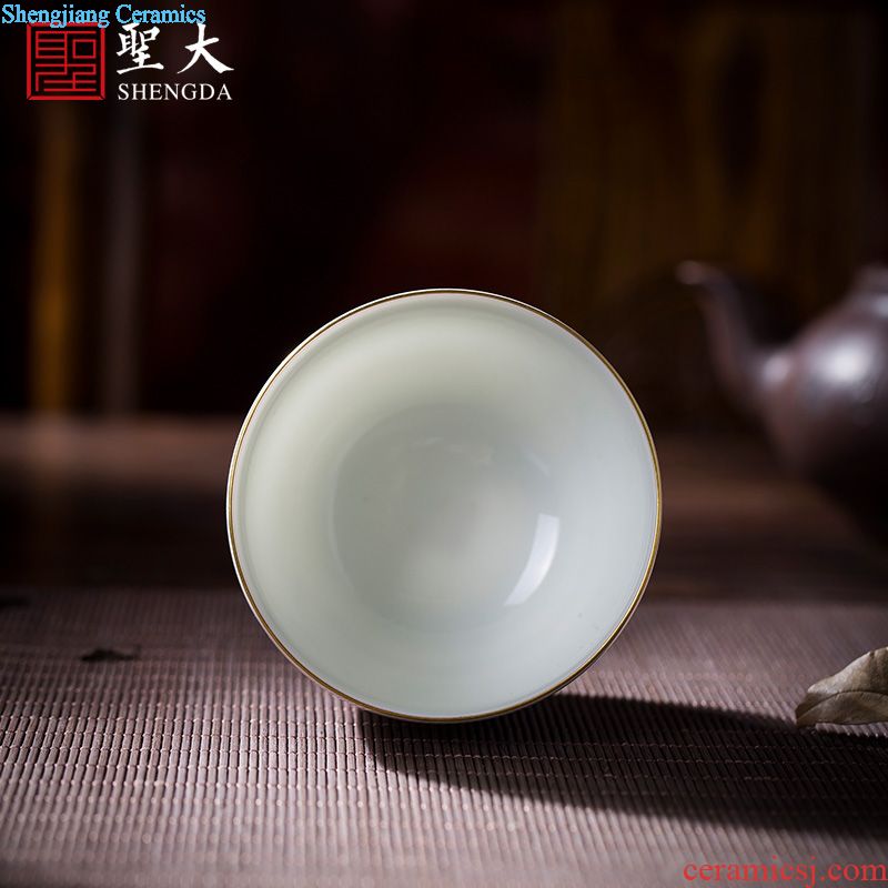 The big ceramic curios Hand-painted color ink paint in the front round body cup master cup all hand kung fu tea cups