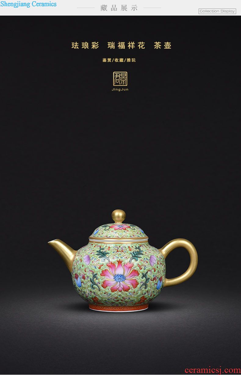 JingJun jingdezhen hand-painted colored enamel porcelain teapot kung fu tea set single pot of tea tea