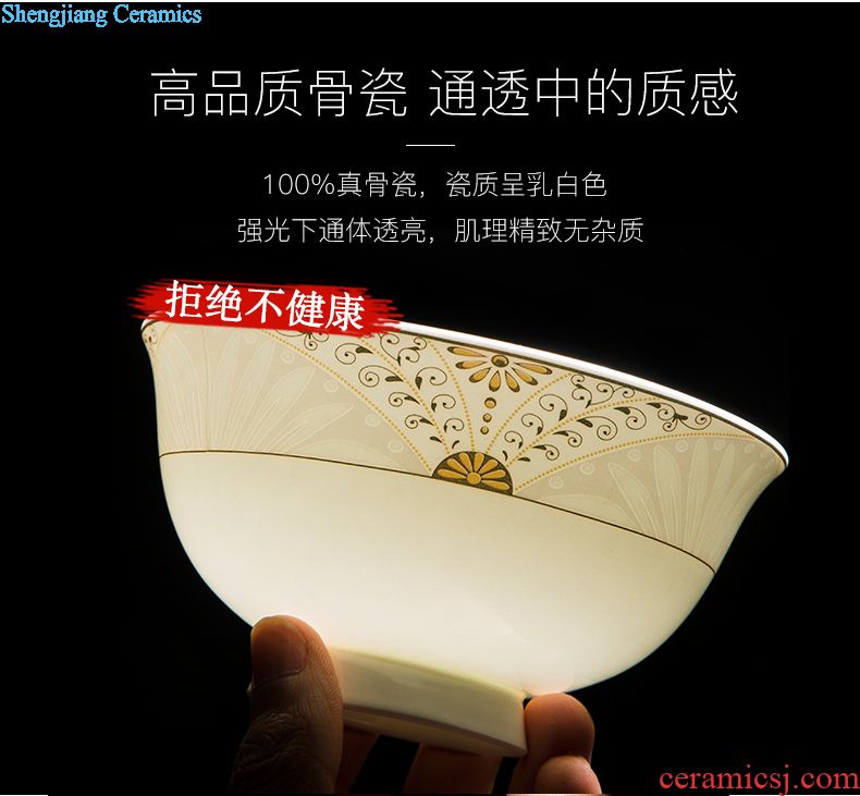 Dishes in the jingdezhen glaze temperature bone porcelain tableware bowl dish dish bowl household bone porcelain plate suit Chinese style