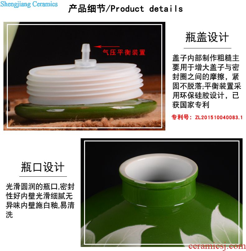 Jingdezhen ceramic jars bubble bottle with tap 10 jins 20 jins 30 jin wine 50 kg it sealed jar