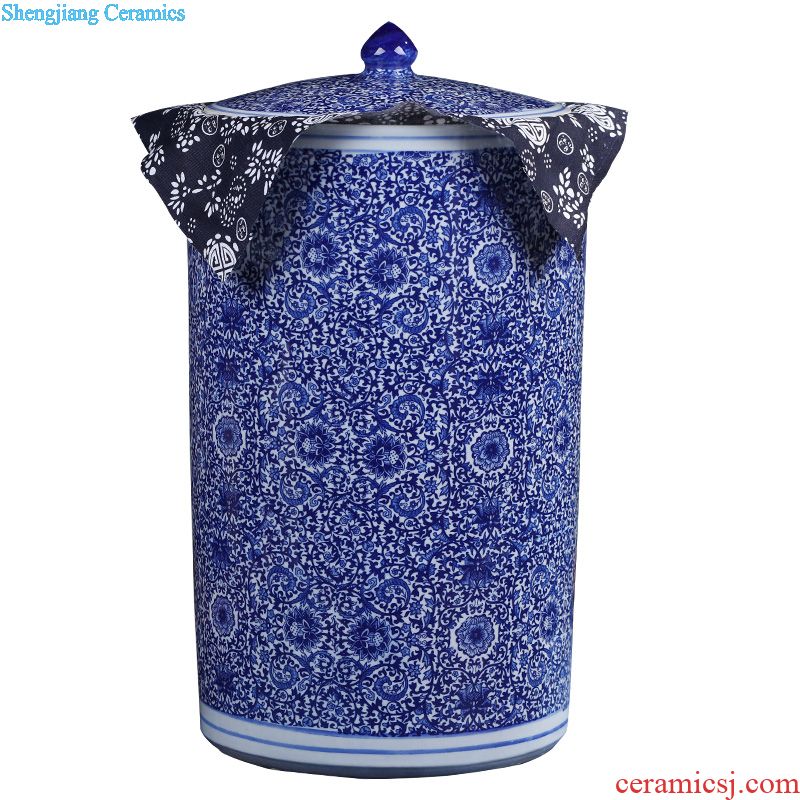 Jingdezhen ceramic hand-painted bread seven pu 'er tea pot large household seal tank storage tank porcelain jar