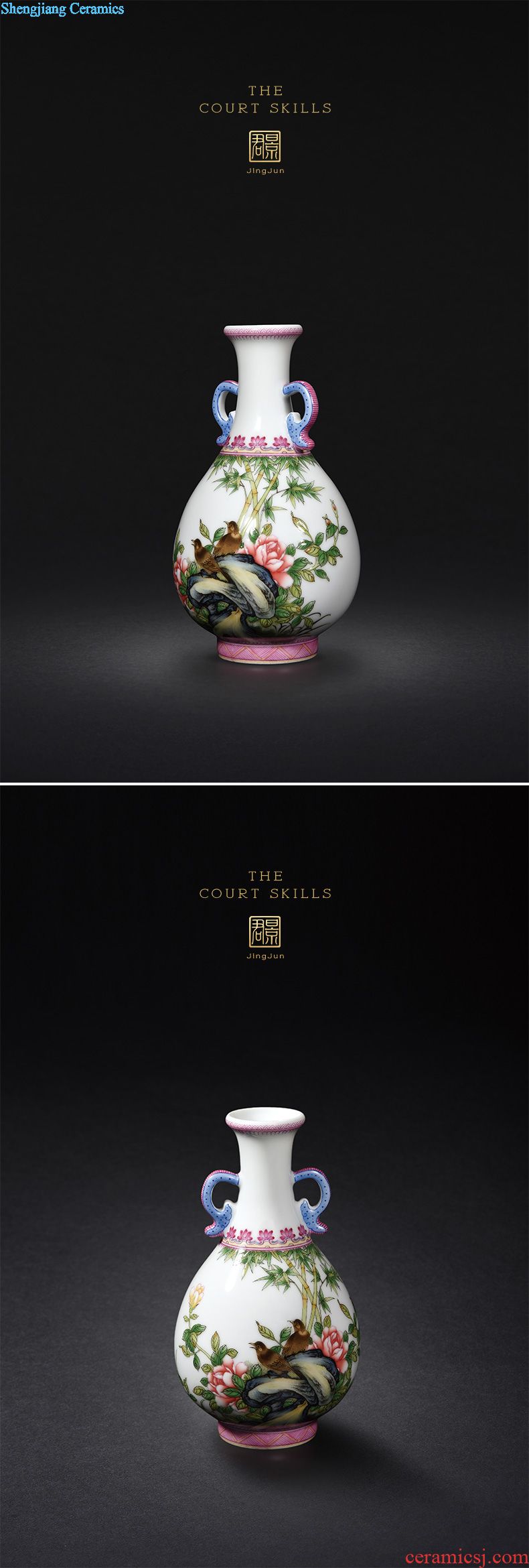 JingJun jingdezhen porcelain hand-painted high-grade household adornment blue and white porcelain vase