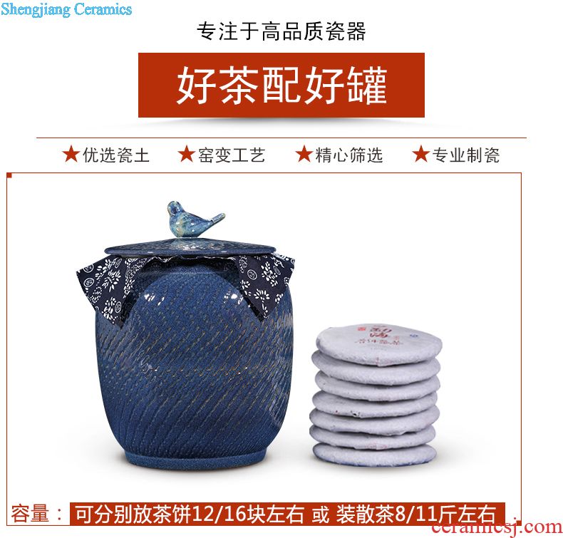 Jingdezhen blue and white landscape ceramic POTS sub storage tank large storage tank general receive new Chinese style furnishing articles