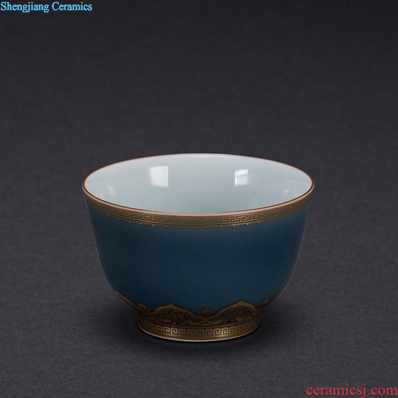 JingJun jingdezhen ceramics kung fu tea set only three bowl of hand-painted lotus tureen cup tea bowl set by hand