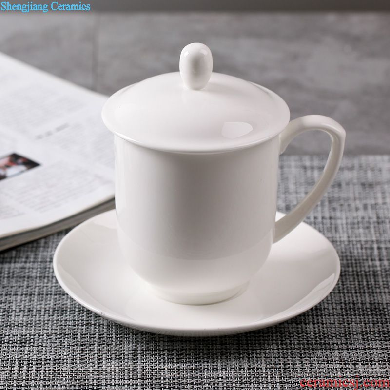 Jingdezhen ceramic cup with cover bone China large ceramic cups water glass cup gift cup custom office meeting