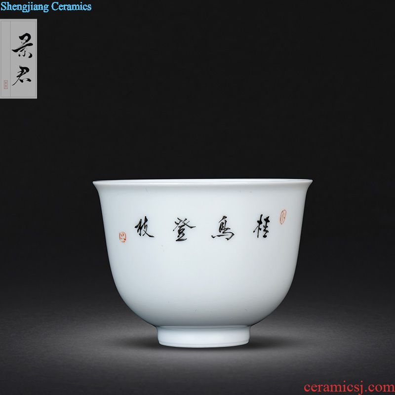 JingJun Jingdezhen ceramics Hand painted colored enamel all hand sample tea cup Kung fu master tea cups