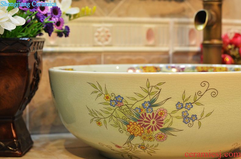 Jingdezhen JingYuXuan blue and white dream hibiscus flower pot basin of the basin that wash a face with oval frame art ceramic POTS