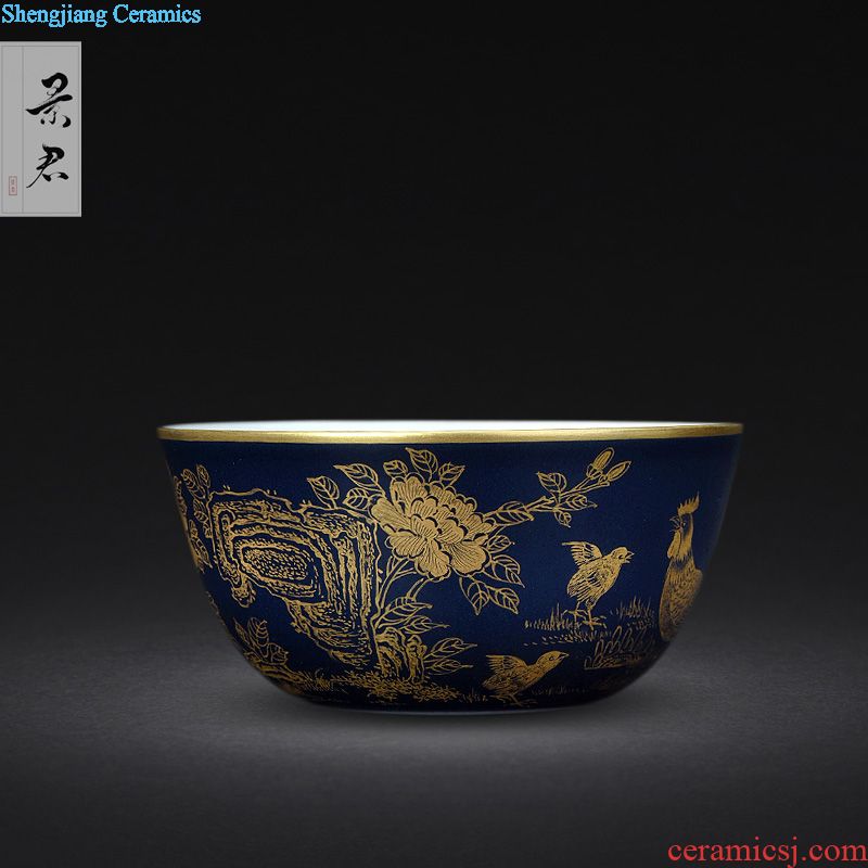 JingJun Jingdezhen ceramic hand-painted ji blue paint all hand sample tea cup Kung fu tea cups masters cup