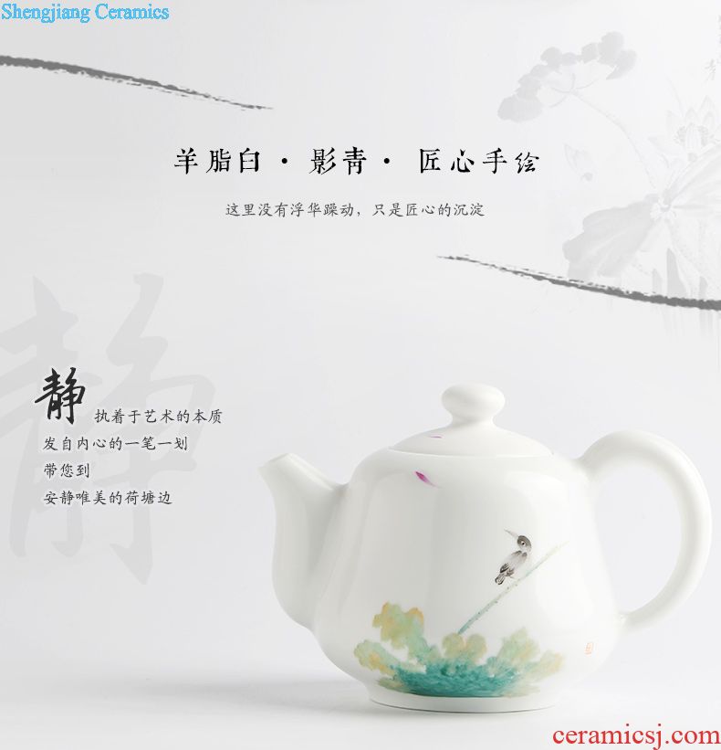 Three frequently hall of a complete set of tea set kung fu tea set hand little teapot teacup jingdezhen six head of household utensils