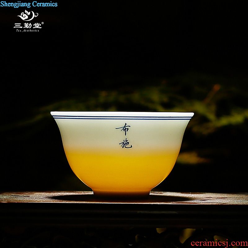 Three frequently hall made-to-order kung fu tea cups ceramic masters cup Small single cup white porcelain sample tea cup tea light S41054