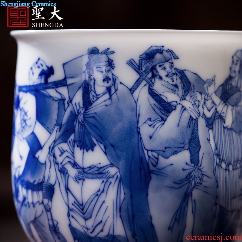 The big ceramic curios Hand-painted heavy big blue heaven six cup of cup jingdezhen tea kungfu tea cups