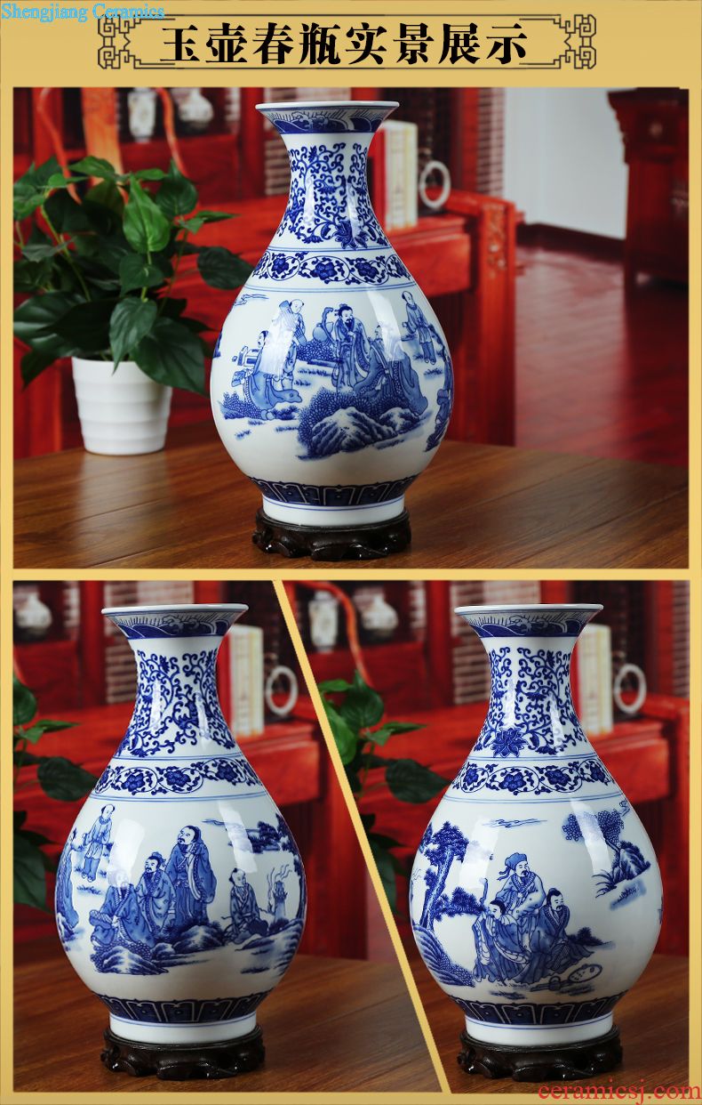 Jingdezhen ceramics powder enamel nine peach figure vase sitting room place study modern household decoration simple gifts