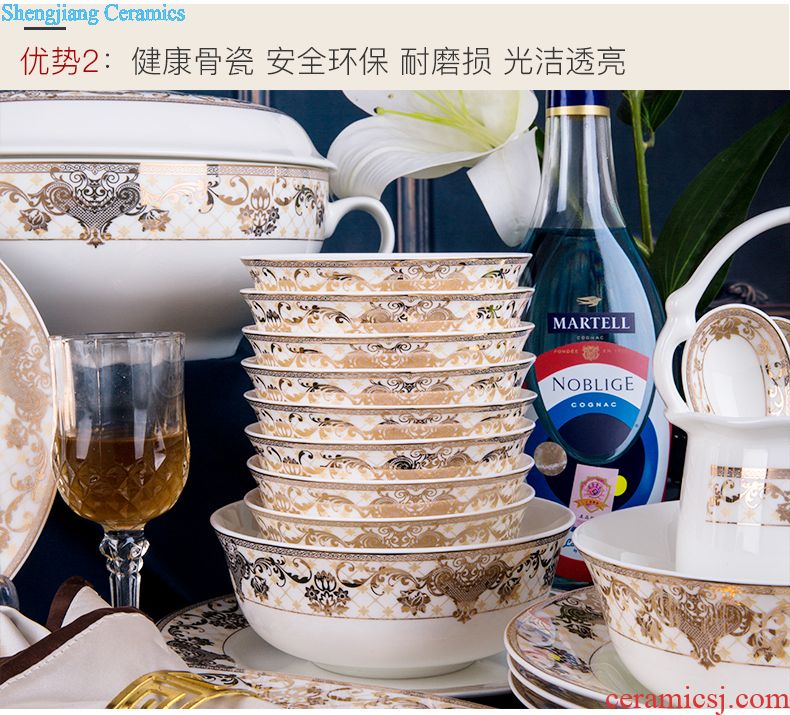 The dishes suit household of Chinese style dishes jingdezhen classical colored enamel tableware dishes business housewarming wedding gifts