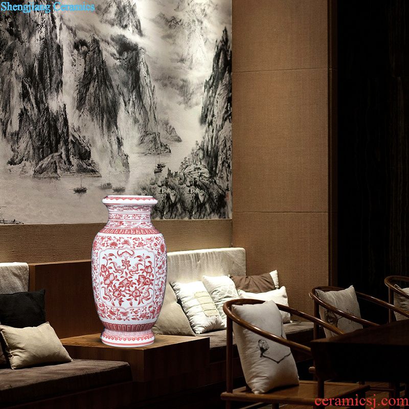 Jingdezhen ceramics vase small hand-painted pastel painting of flowers and flower arranging new sitting room of Chinese style household handicraft furnishing articles