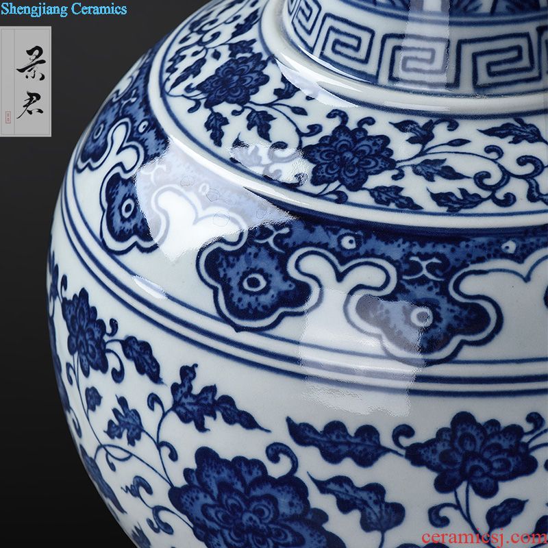 JingJun Kung fu tea hand blue and white porcelain ceramic masters cup sample tea cup flower is pure manual of jingdezhen tea service
