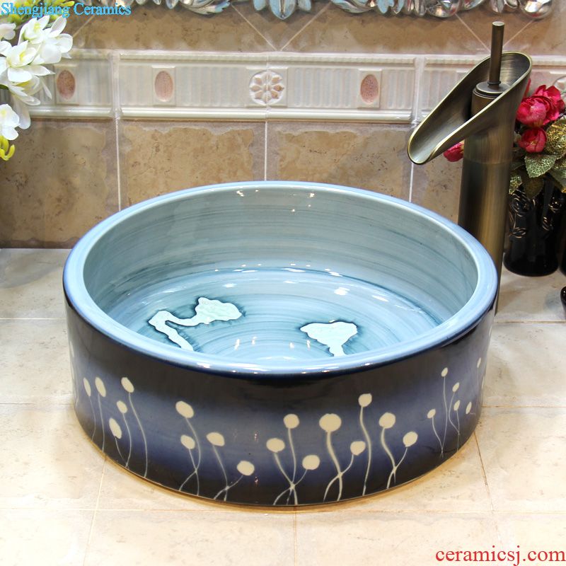 Jingdezhen ceramic lavatory basin basin art on the sink basin water straight frosted lotus flower