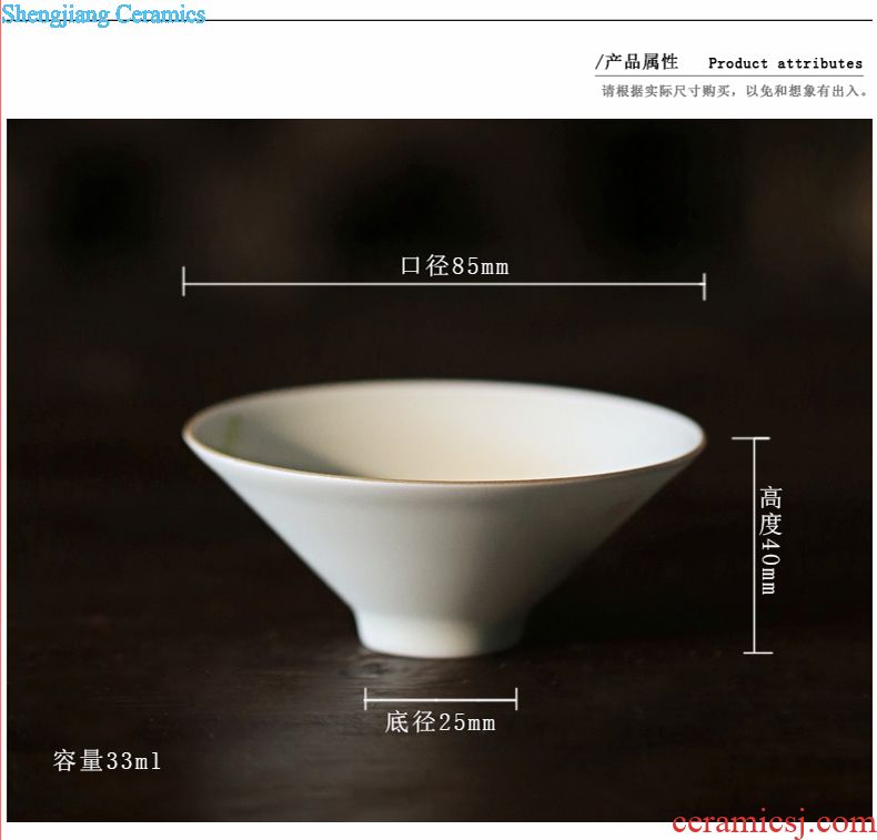 Three frequently hall jingdezhen ceramic cups white porcelain shadow blue master cup single cup kung fu tea set hand-painted chenghua sample tea cup