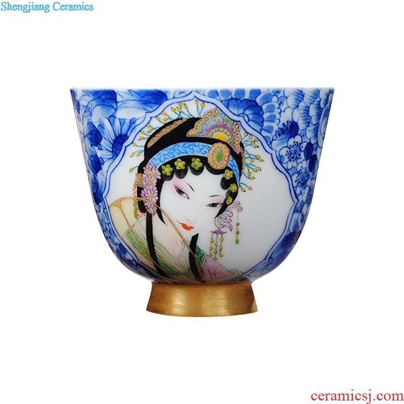 Jingdezhen ceramic tea set hand-painted gold thread weaving masters cup kung fu tea cups golden lion colored enamel sample tea cup