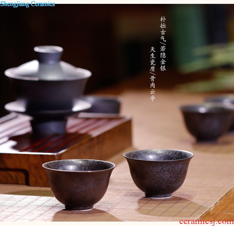 Three frequently metal glaze sample tea cup Jingdezhen ceramic kung fu tea set personal single cup size hand master cup