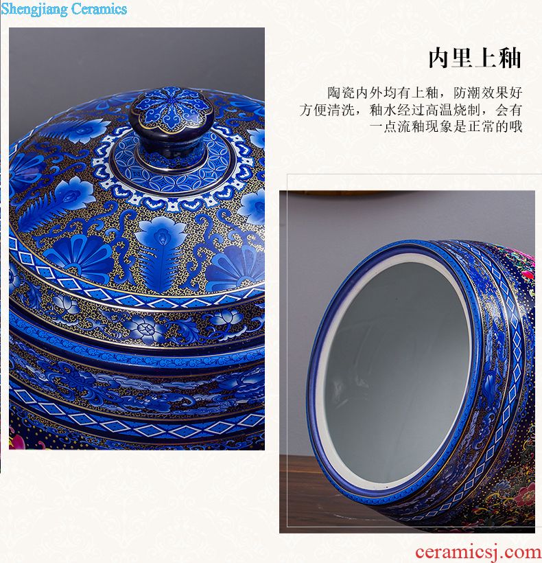 Jingdezhen ceramics with cover barrel ricer box tea oil cylinder jars at the end of the cylinder tank receives 50 kg 100 jins 30 kg