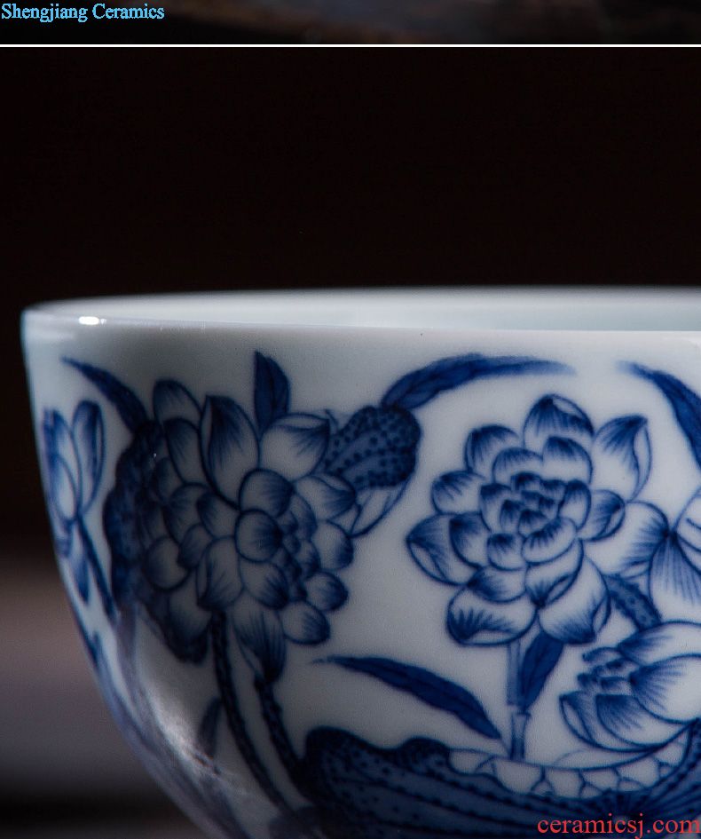 Holy big ceramic kung fu tea master cup hand-painted pastel poetic landscape cylinder cup jingdezhen tea sample tea cup