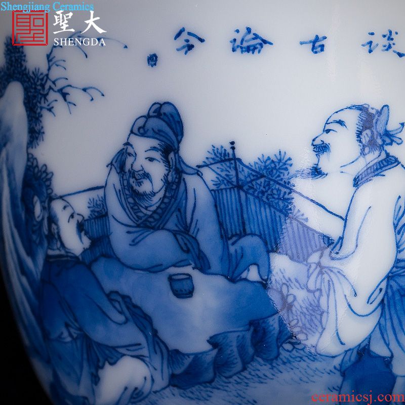 Santa teacups hand-painted ceramic kungfu jingdezhen blue and white group chrysanthemum grain heart single cup all hand master cup of tea