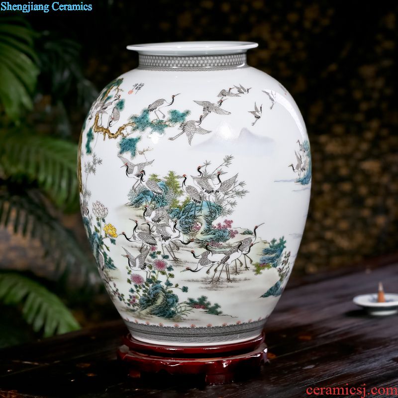 Jingdezhen ceramic hand-painted charactizing a new flower arrangement sitting room adornment of Chinese style household porcelain vase furnishing articles