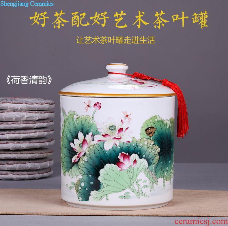 Jingdezhen ceramic grain storage tank food grains, sealed cans household caddy receive a case storage tanks