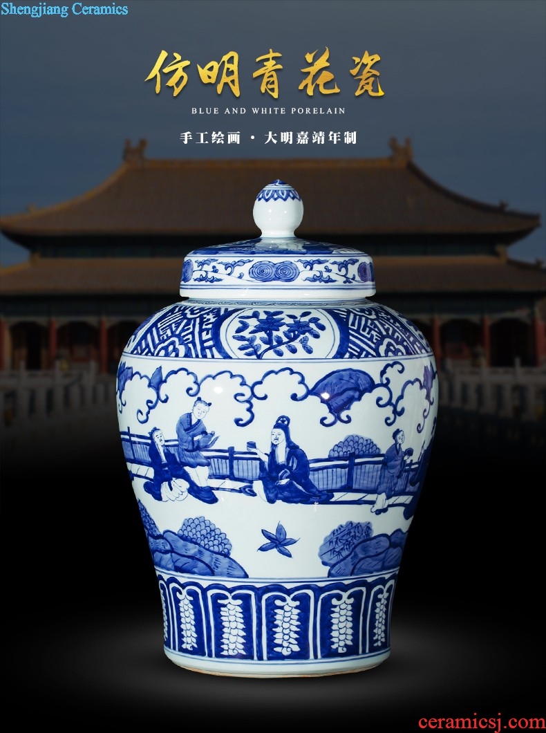 Jingdezhen ceramics hand large blue and white porcelain vase splendid furnishing articles was Chinese style living room hotel decoration