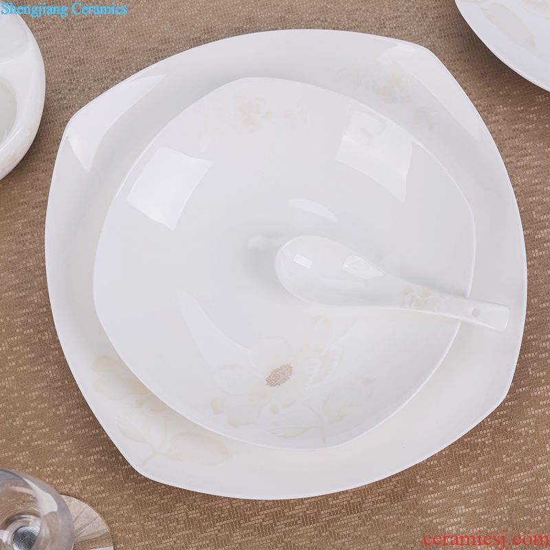 Tableware suit dishes with jingdezhen ceramic dishes suit Chinese bowl household combination Jane the cutlery gifts